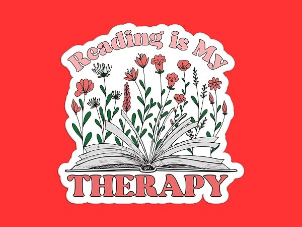 Reading-is-my-Therapy-Sticker-B0D1TYTWCN