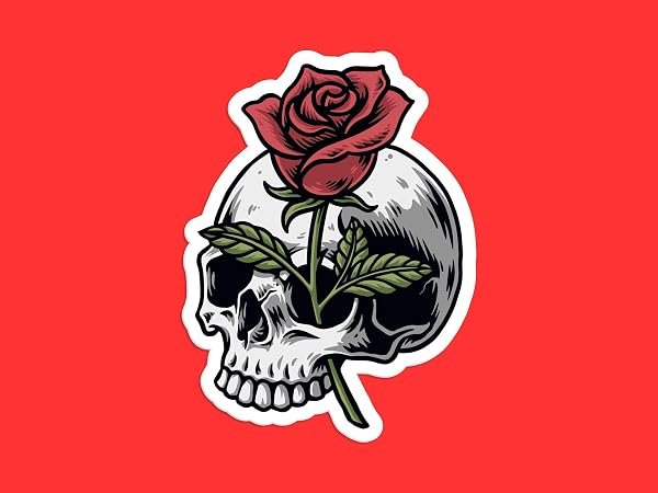 Rose-Skull-Sticker-B0D1TYTKMG